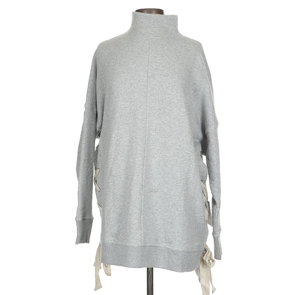 Free People Light Gray Sweater with Cream Side Ties - Picture 5 of 10